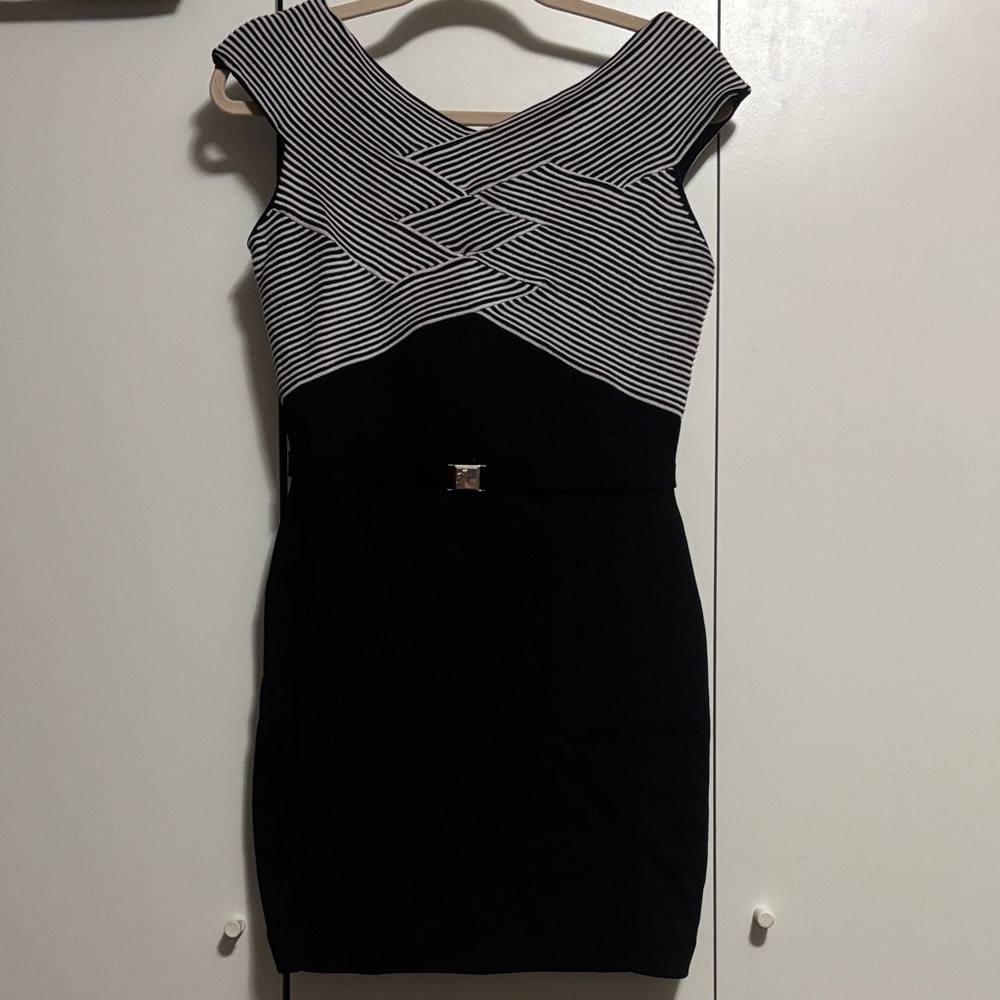 Versace Black and White Geometric Mini Dress